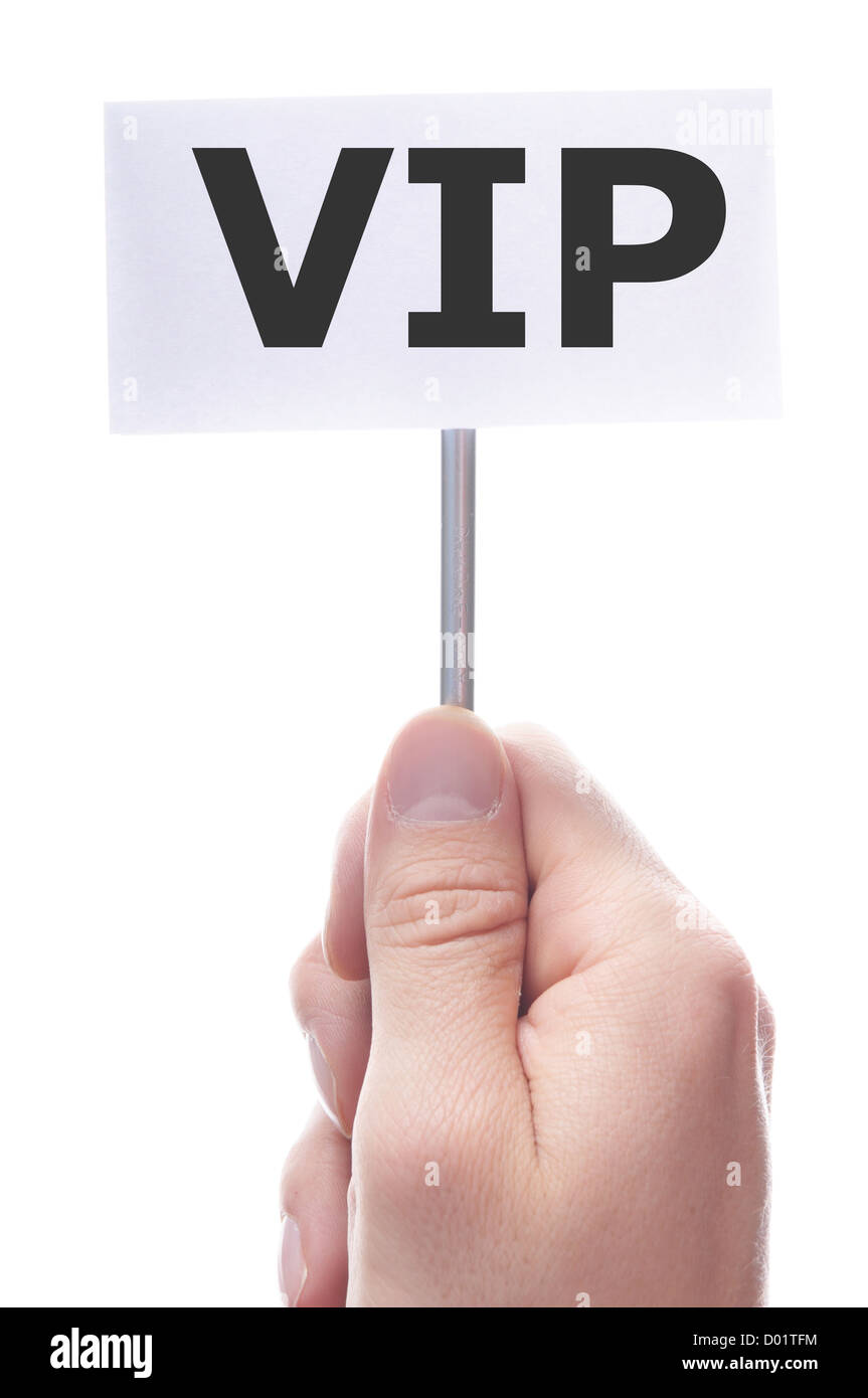 vip or very important person concept with hand and paper Stock Photo ...