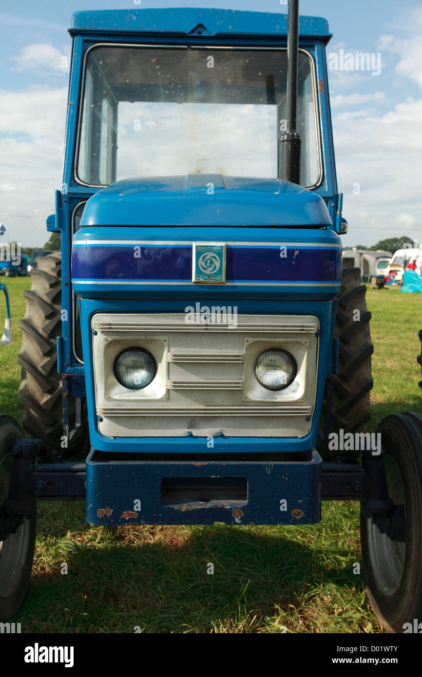 Front view of traditional old tractor, British Leyland Stock Photo