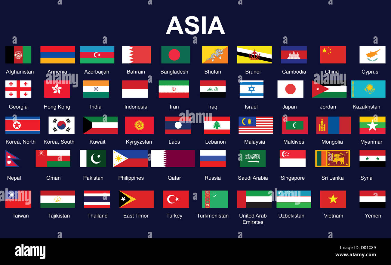 set of accurate flags of Asia Stock Photo Alamy