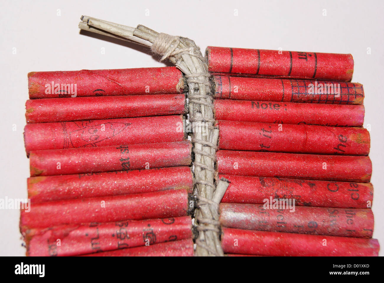 Red Chain firecrackers (chains of Fire cracker) closeup view from Deepavali Festival in India Stock Photo
