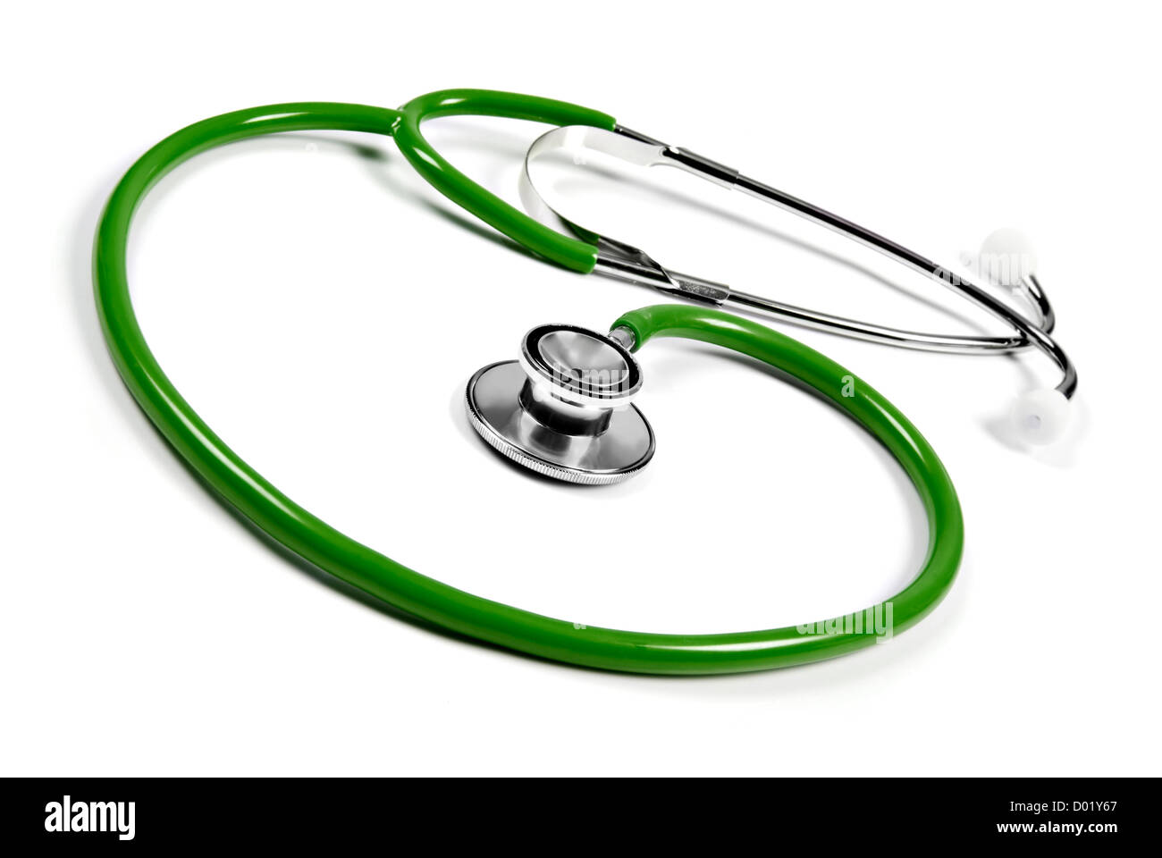 Green stethoscope on white background Stock Photo Alamy
