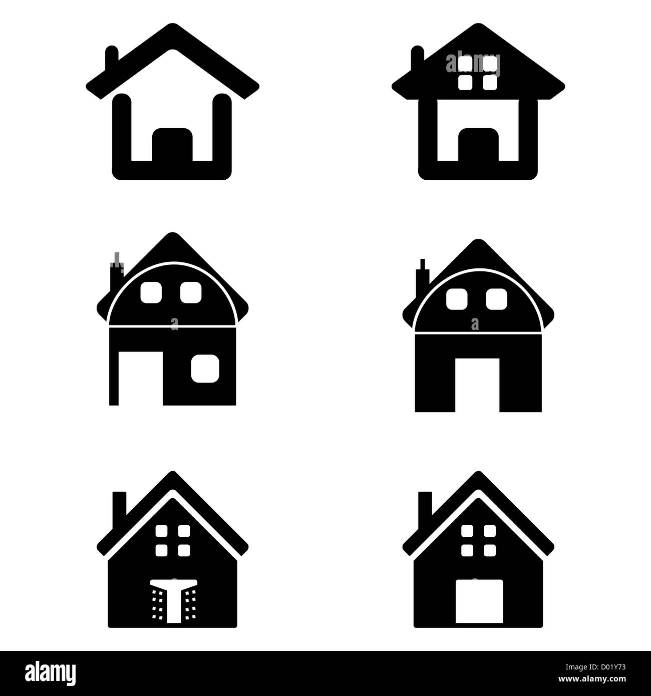 illustration of various homes on white background Stock Photo