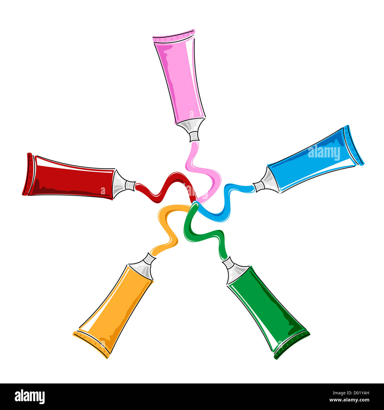 illustration of color tubes on isolated background Stock Photo