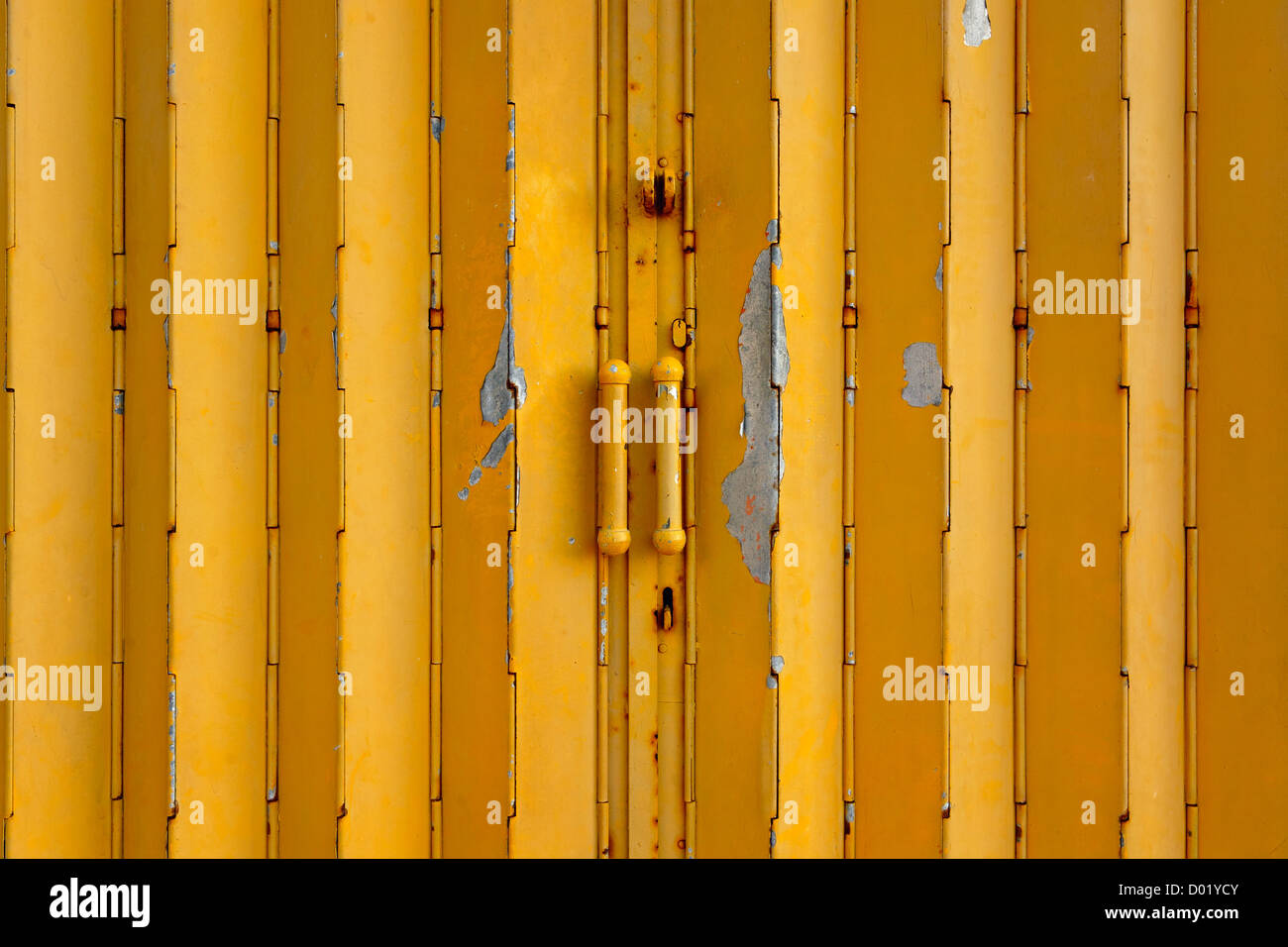 yellow metal gate Stock Photo