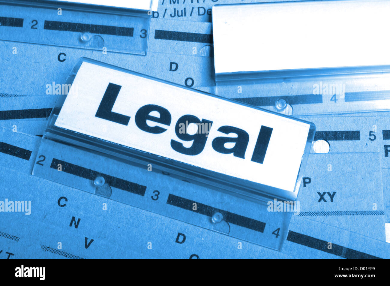 legal word on folder index showing law court or justice concept Stock