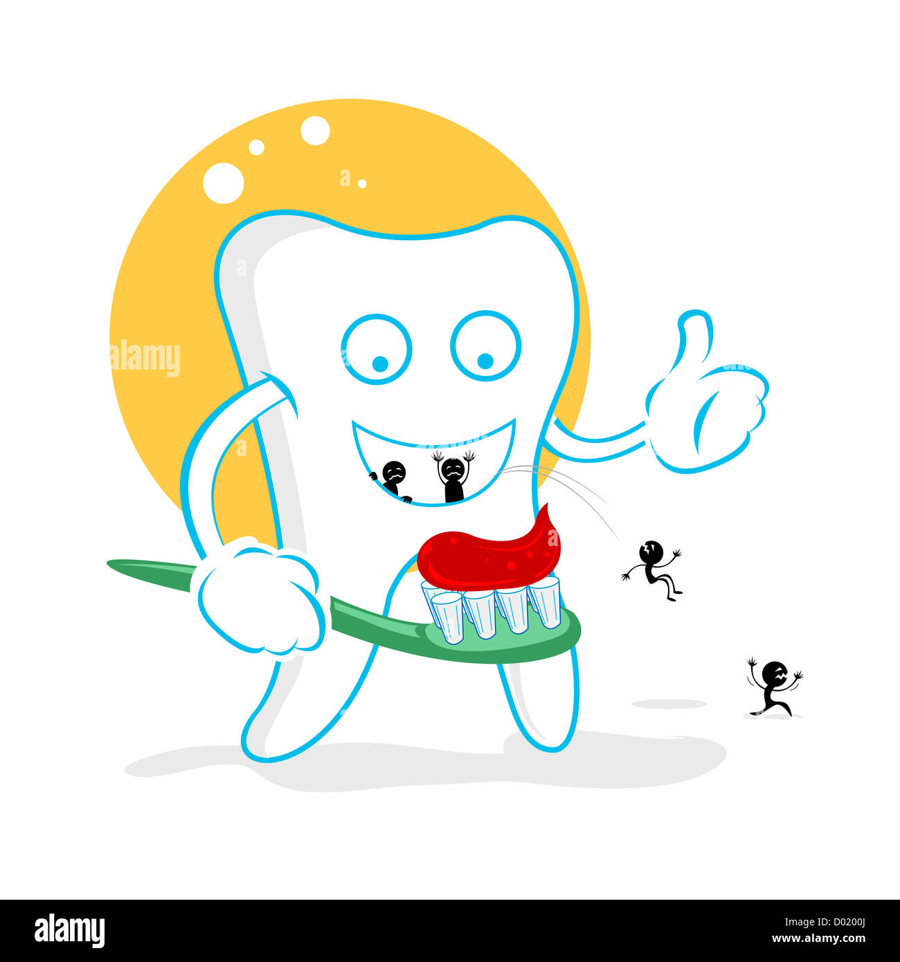 Happy Dental Tooth And Toothbrush Emoji Cartoon Vinyl Decal Sticker (4" Tall