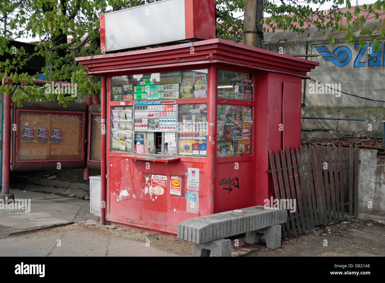 A tobacconist/newspaper/magazine kiosk in Bratislava, Slovakia Stock Photo 
