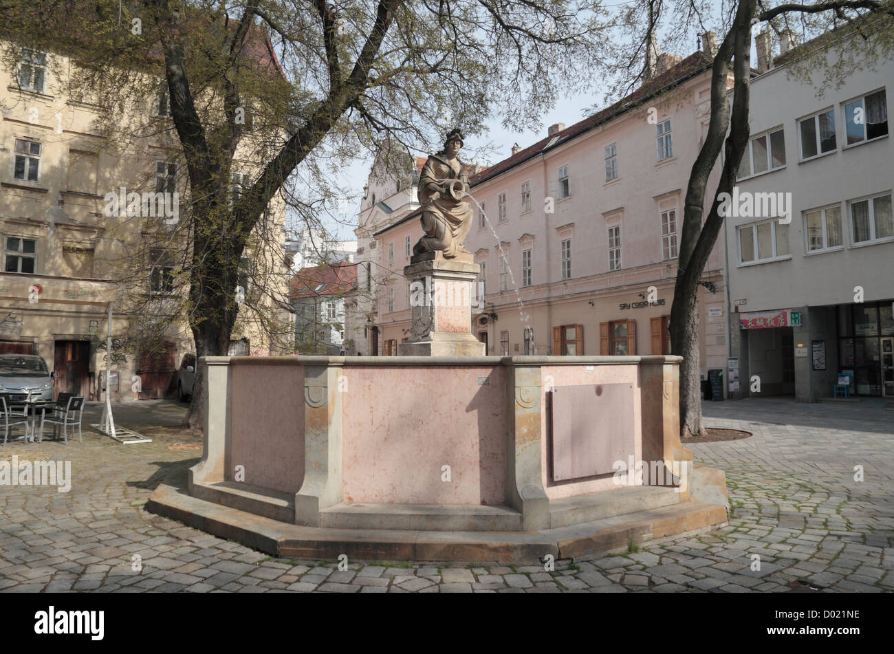 Pretty fountain in Bratislava, Slovakia. Stock Photo