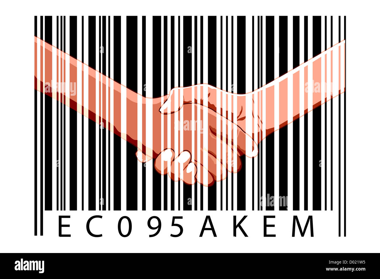 illustration of business deal with bar code on white background Stock ...