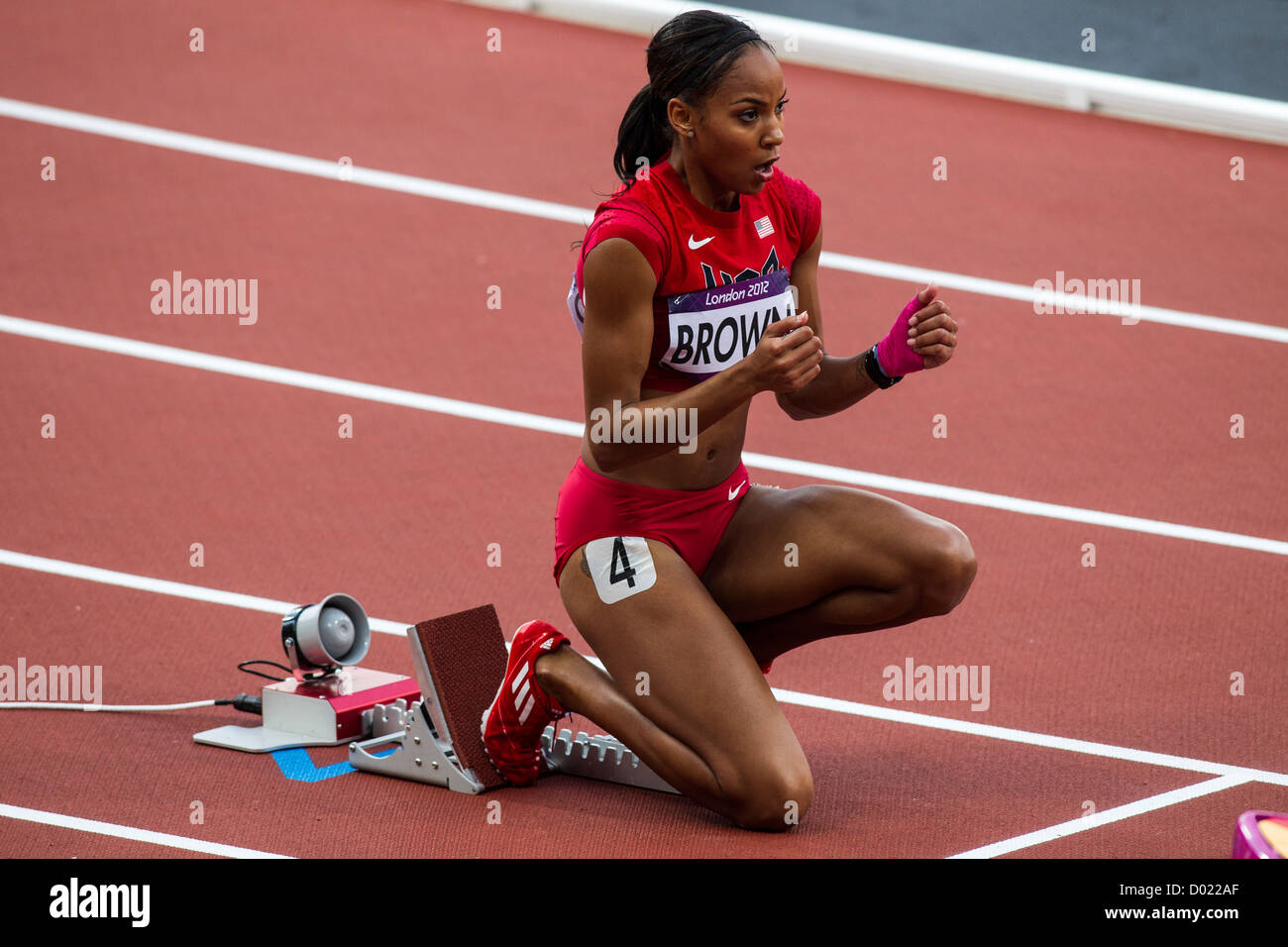 T'erea Brown (USA) competing in the Women's 400 meter Hurdles at the