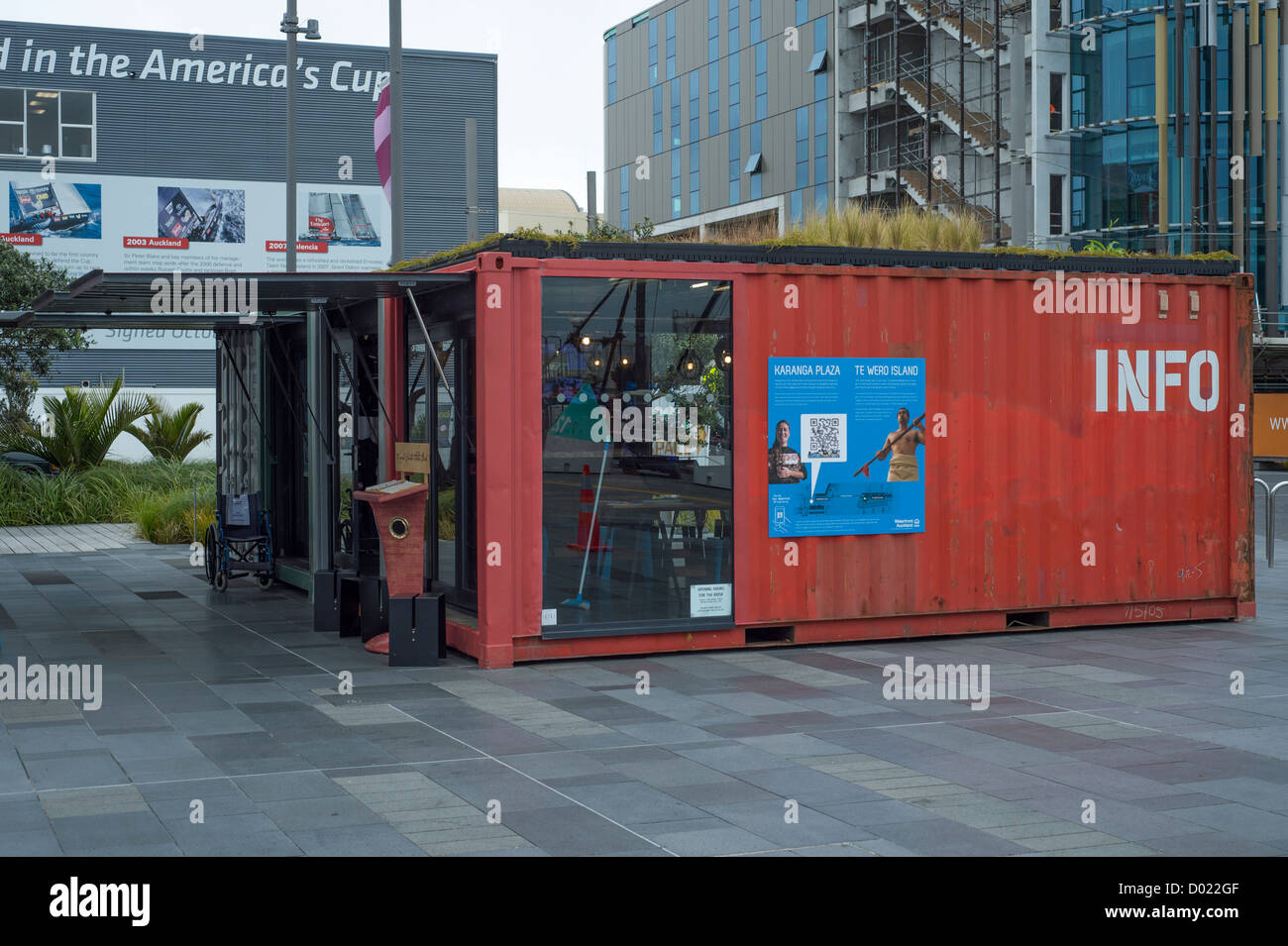 Auckland Waterfront information centre made from used 20ft shipping