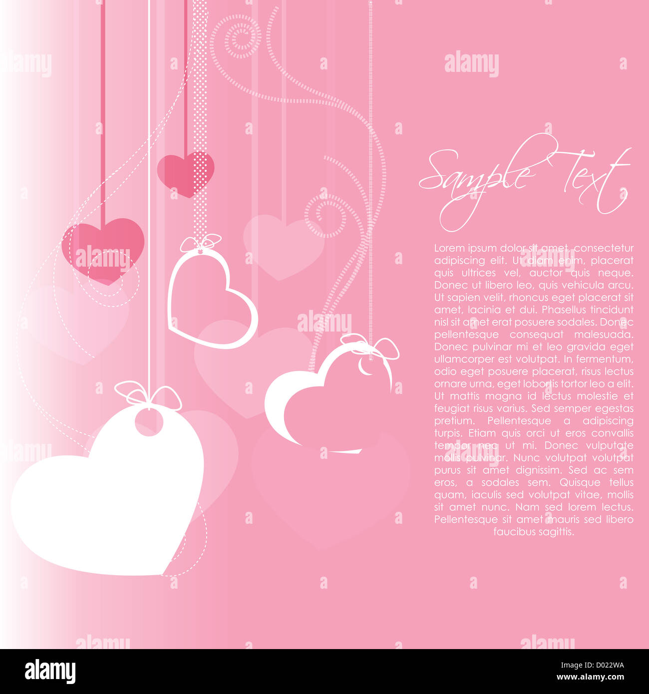 illustration of valentine card with hanging hearts Stock Photo - Alamy