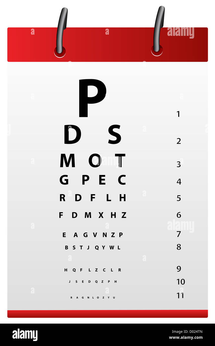 illustration of eye testing board on white background Stock Photo