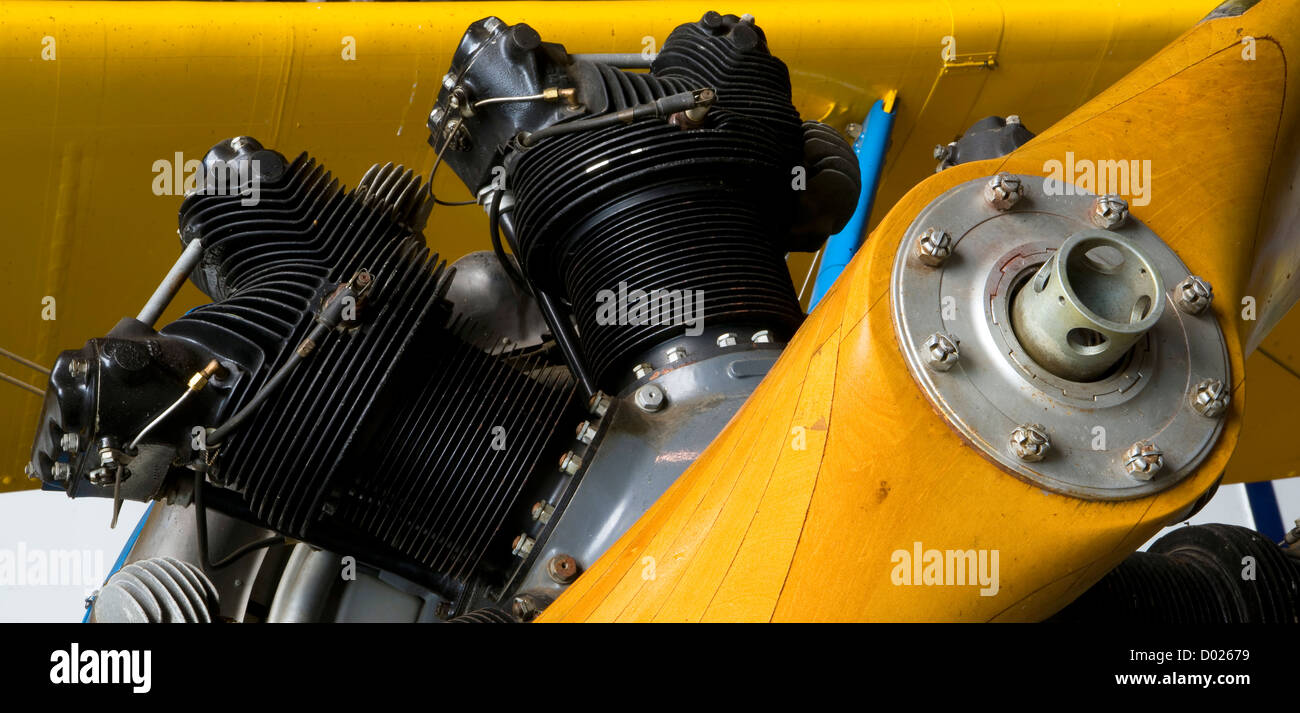 The engine in a Boeing Stearman PT-17 Stock Photo