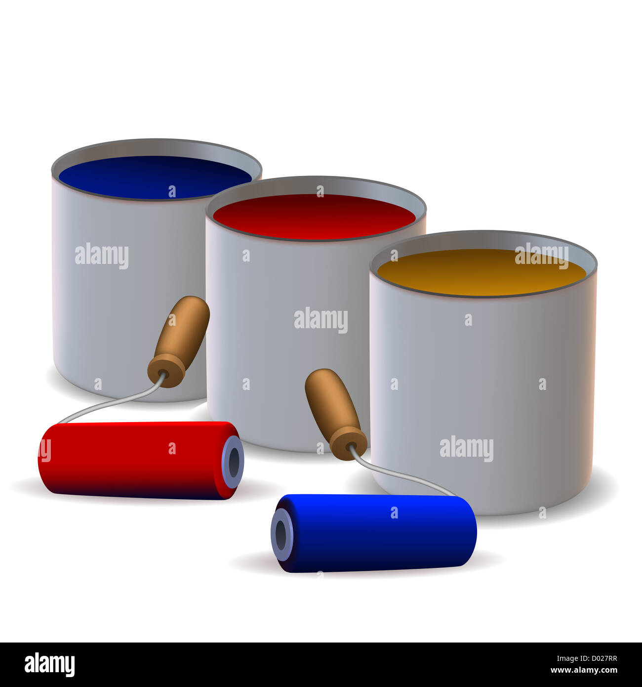 illustration of paint drum with roller on white background Stock Photo Alamy