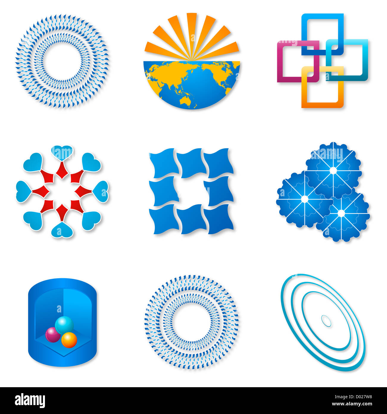 illustration of different logos on white background Stock Photo