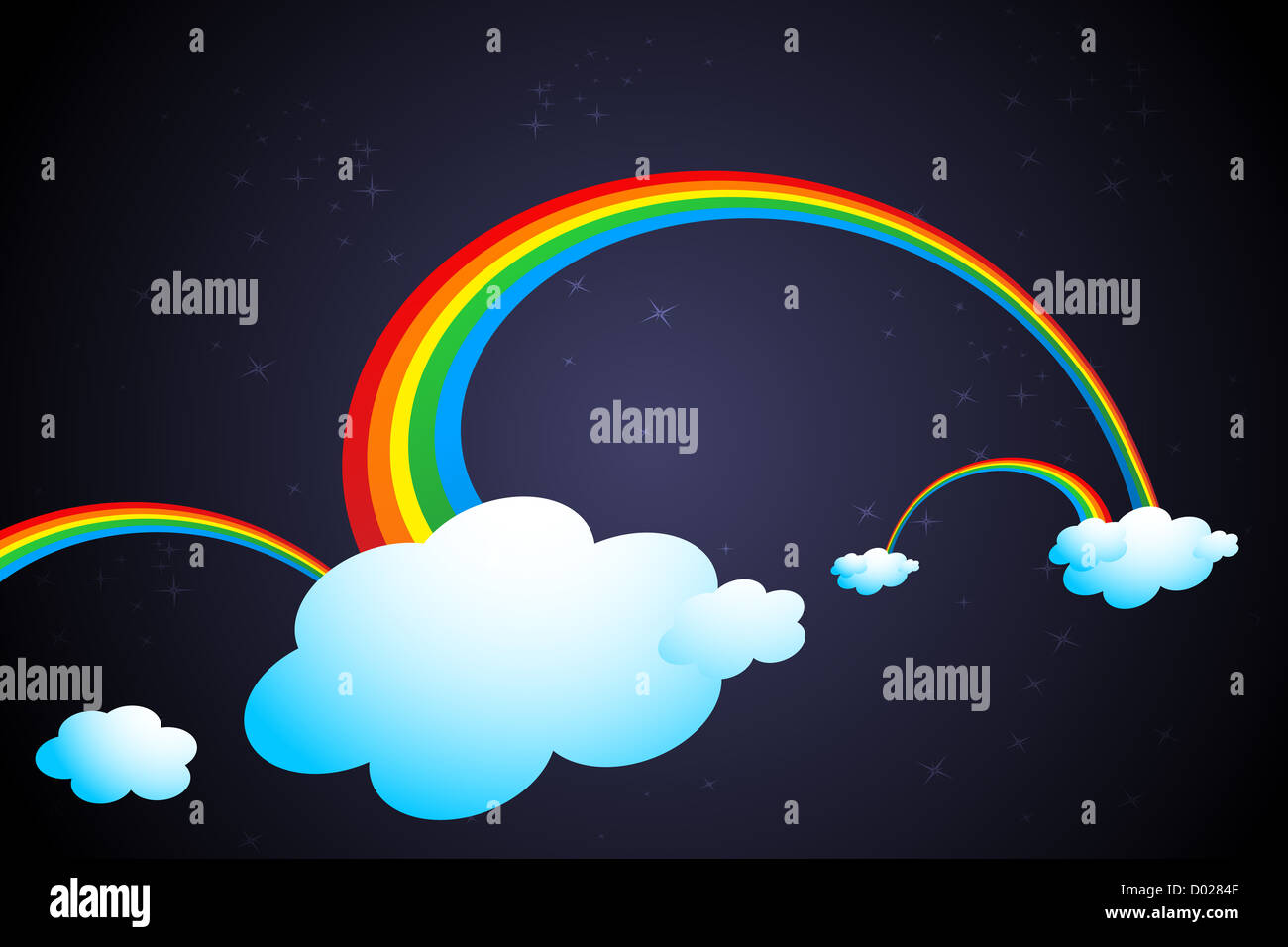 illustration of rainbow in clouds on abstract background Stock Photo ...