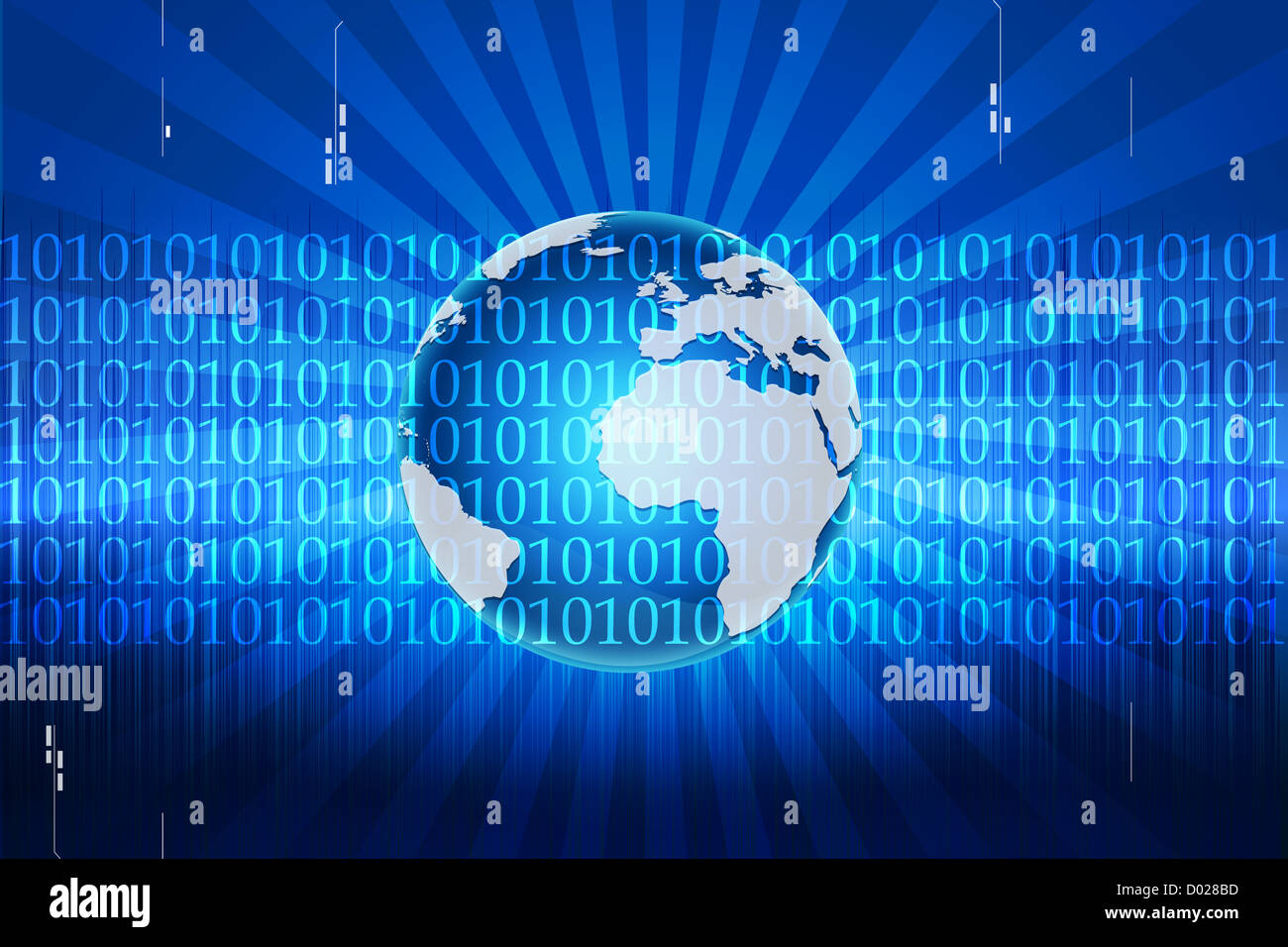 illustration of globe on binary background Stock Photo - Alamy