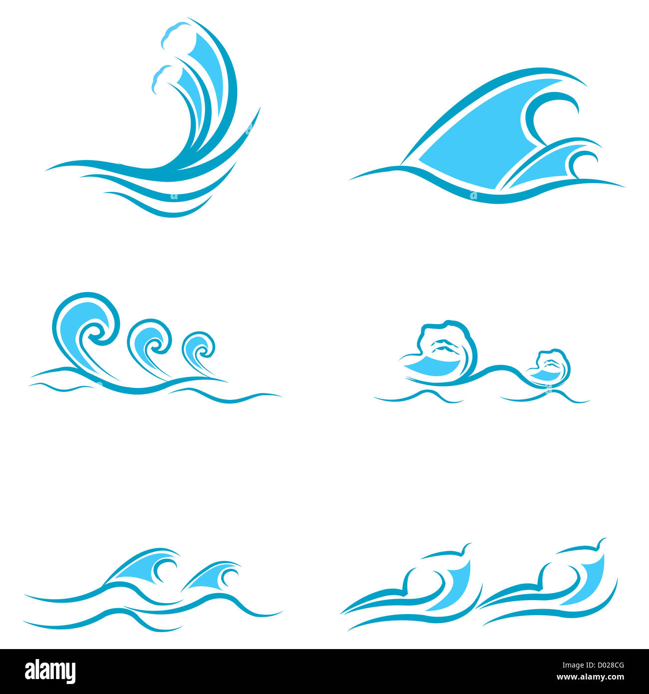 illustration of sea waves on white background Stock Photo