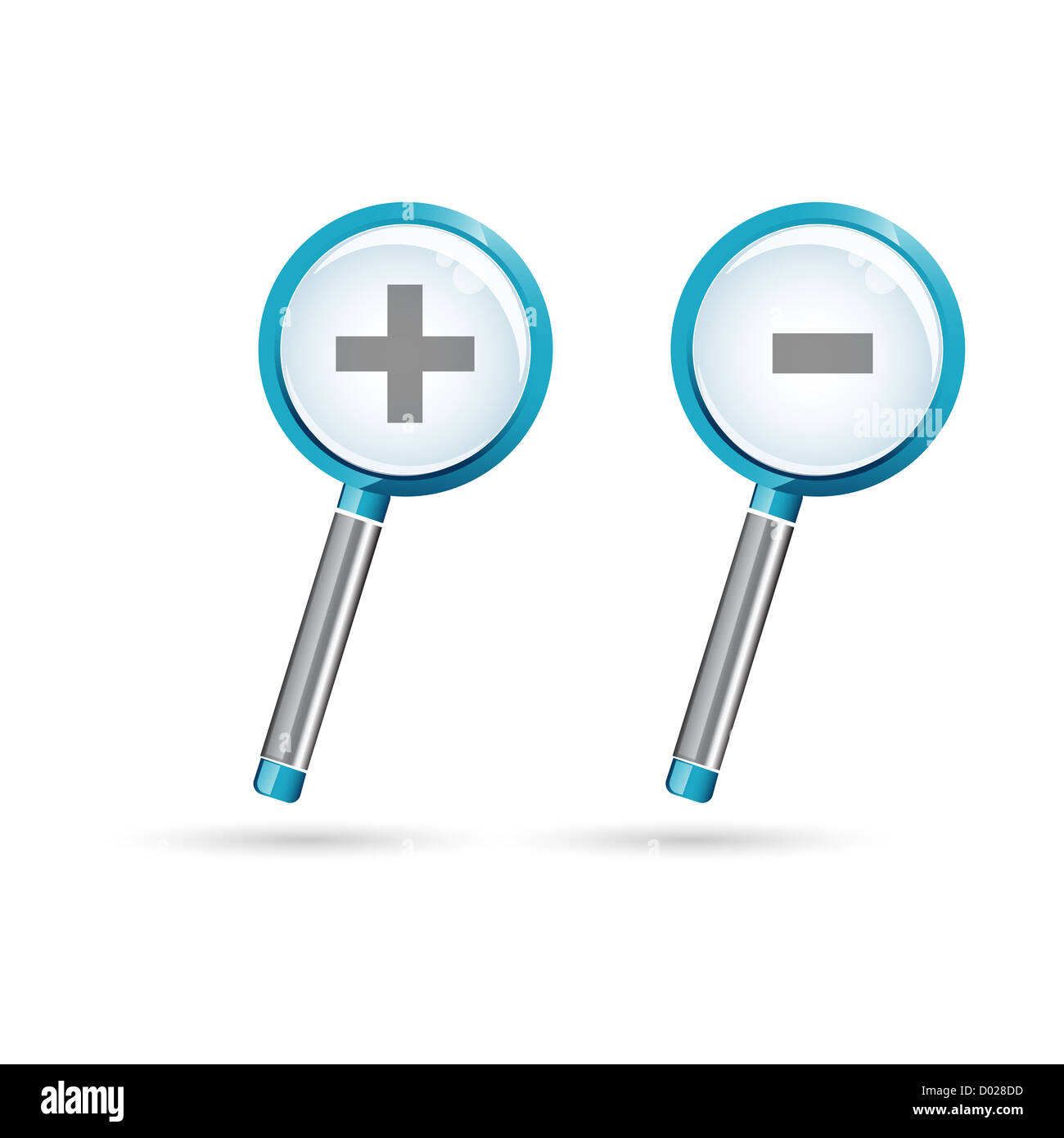 illustration ofzoom in and zoom out on magnifying glass on white background Stock Photo