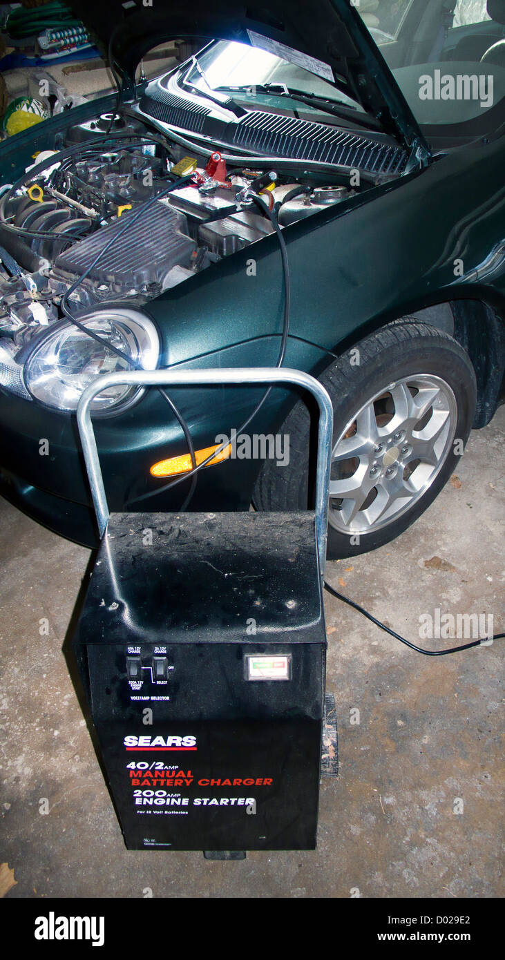 Charging a car battery USA Stock Photo Alamy
