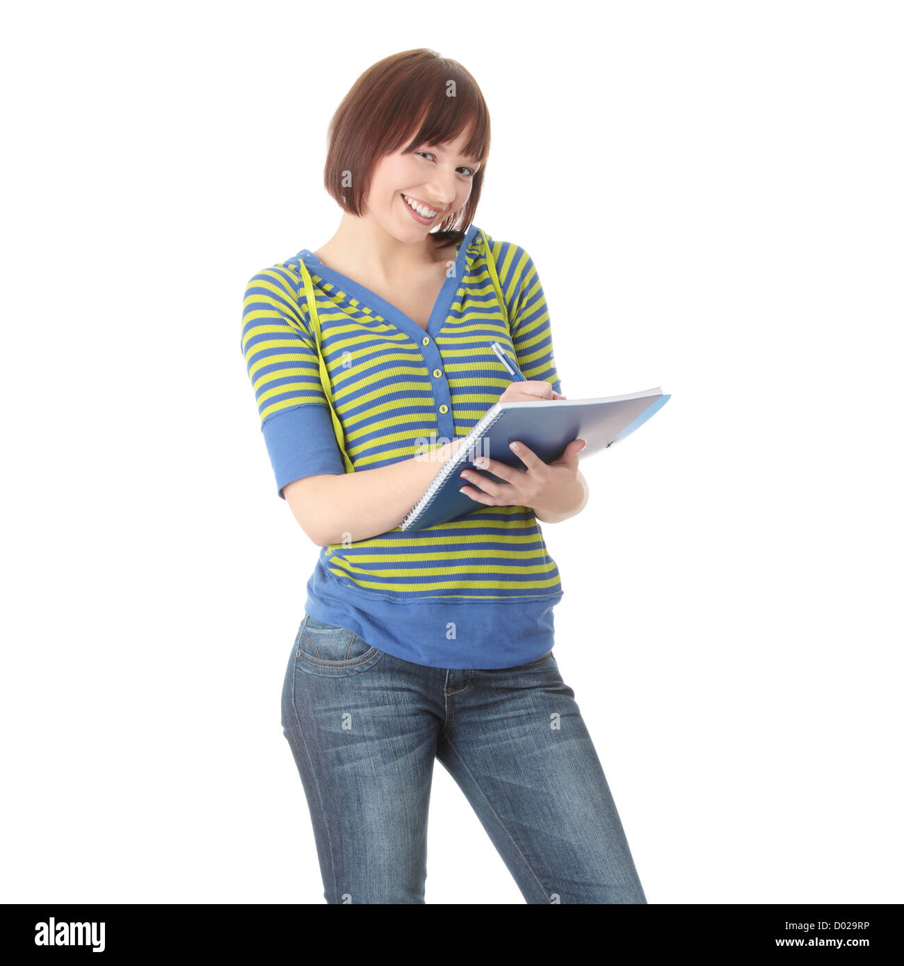 Teen student girl isolated on white background Stock Photo - Alamy