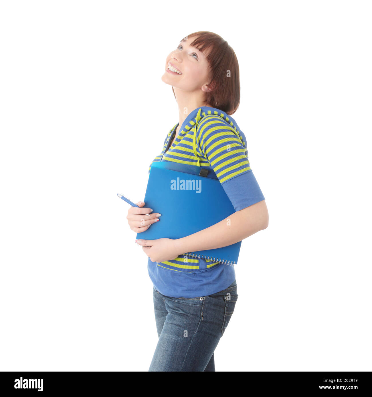Teen student girl isolated on white background Stock Photo - Alamy