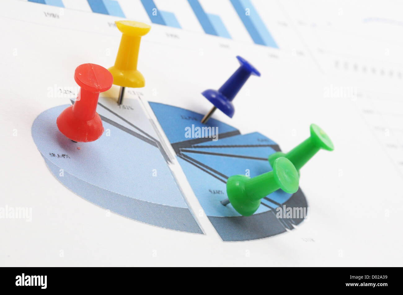 pin and business chart showing financial growth Stock Photo Alamy
