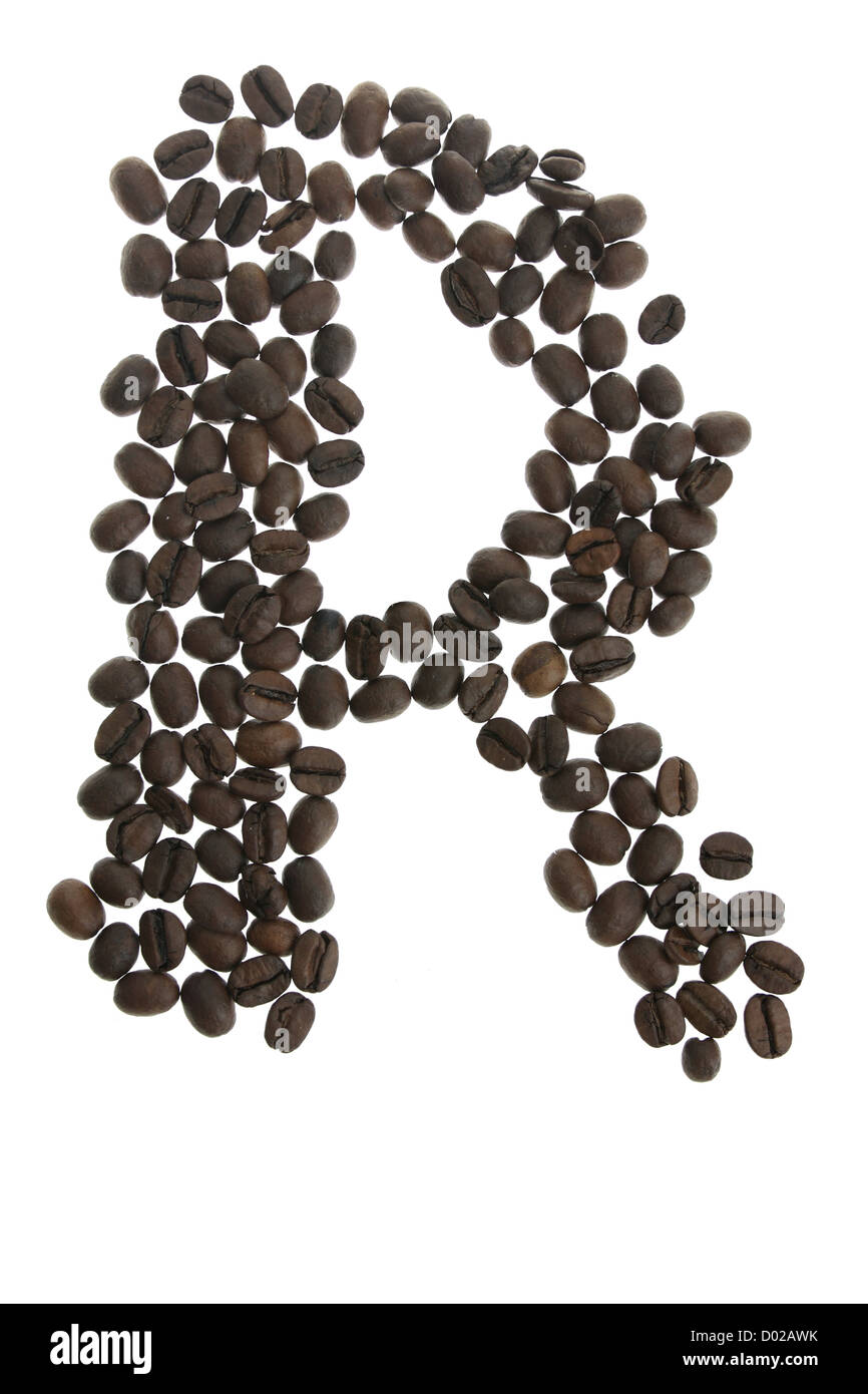Coffey letter R isolated on white background Stock Photo - Alamy