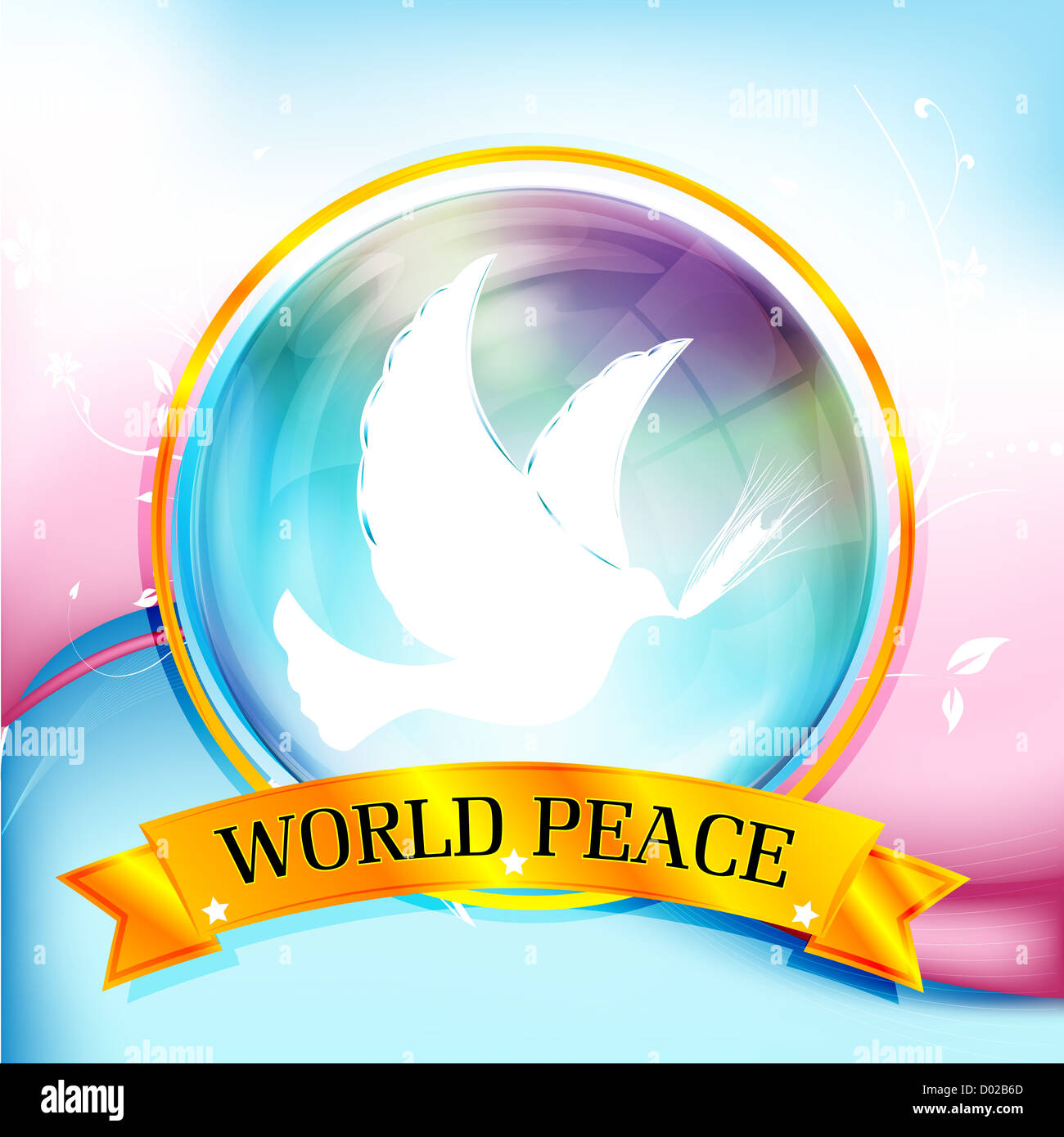 illustration of world peace with bird on colorful background Stock Photo