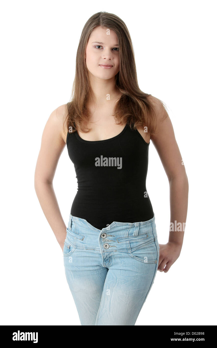 Woman portrait isolated over a white background Stock Photo - Alamy