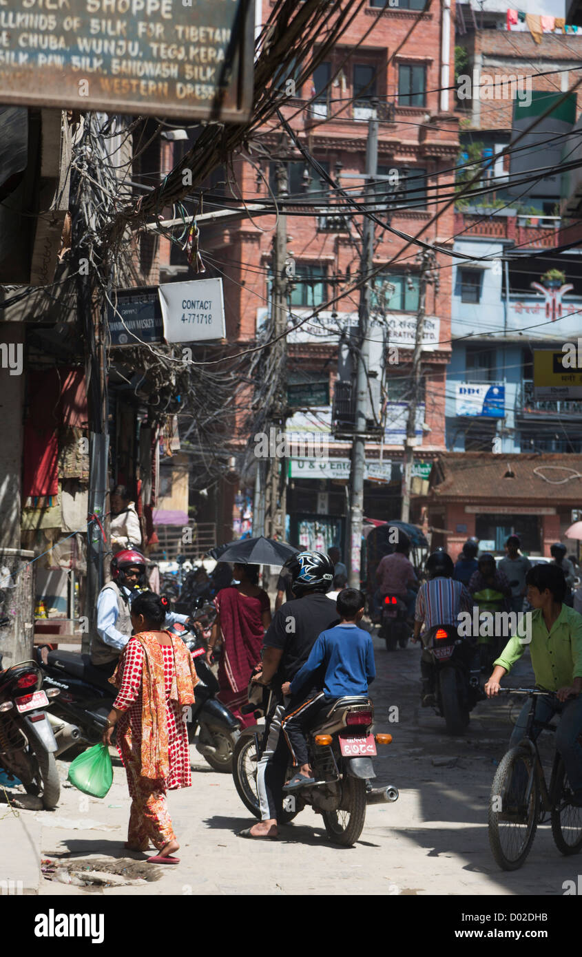 Chaotic street in Kathmandu, Nepal Stock Photo