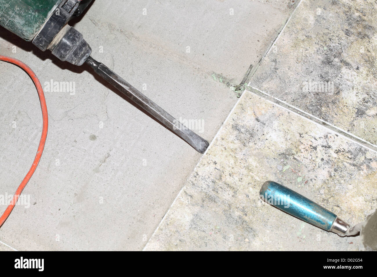 demolition hammer mason manual work floor tool worker Stock Photo Alamy