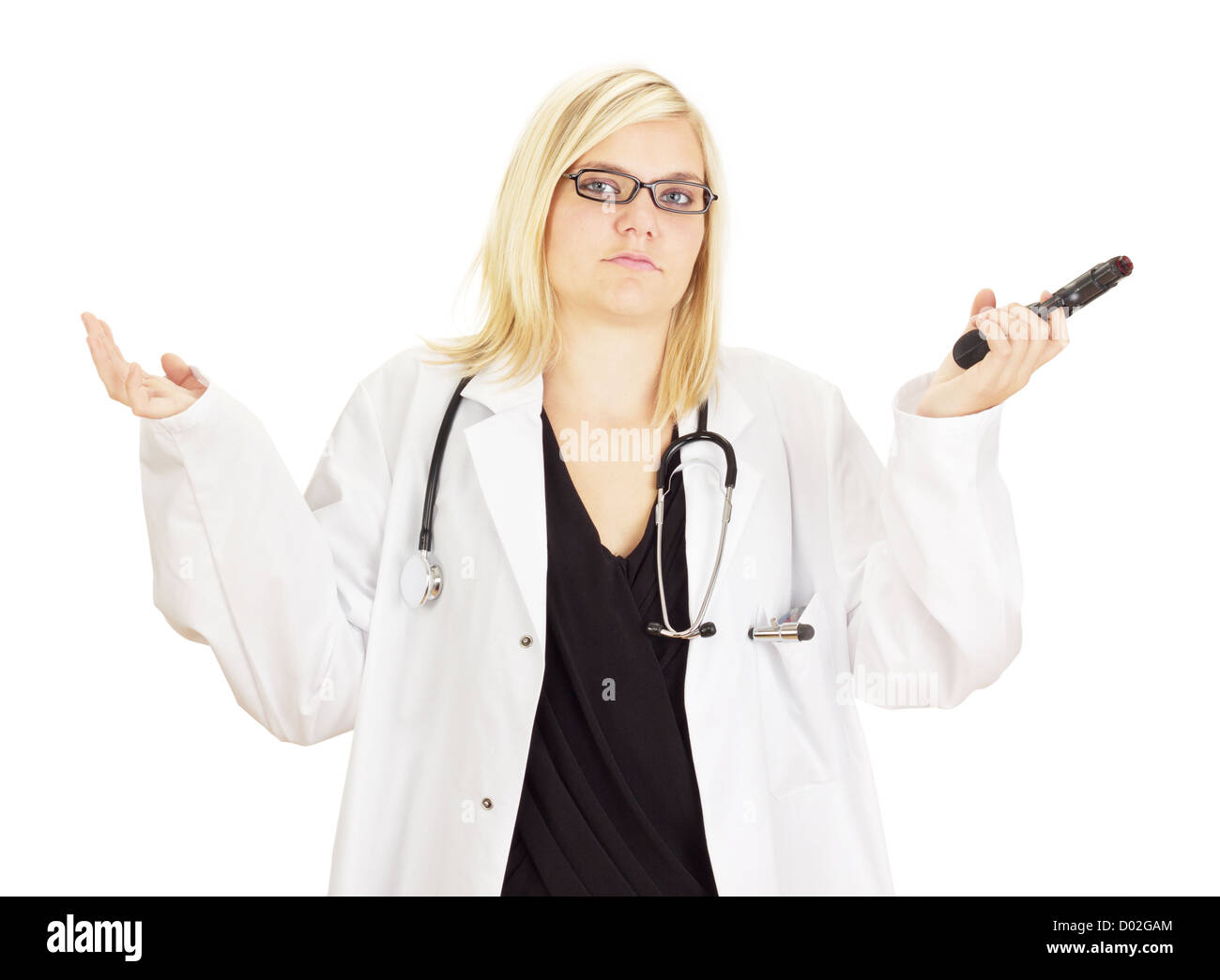Medical doctor with a gun Stock Photo Alamy