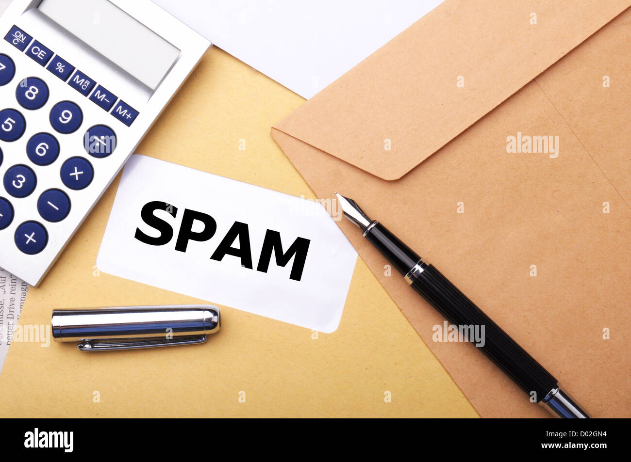 spam mail or e-mail concept with word on evelope Stock Photo