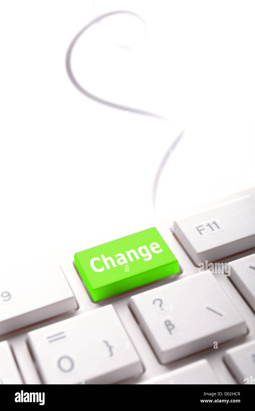 change concept with key on keyboard showing business success Stock Photo