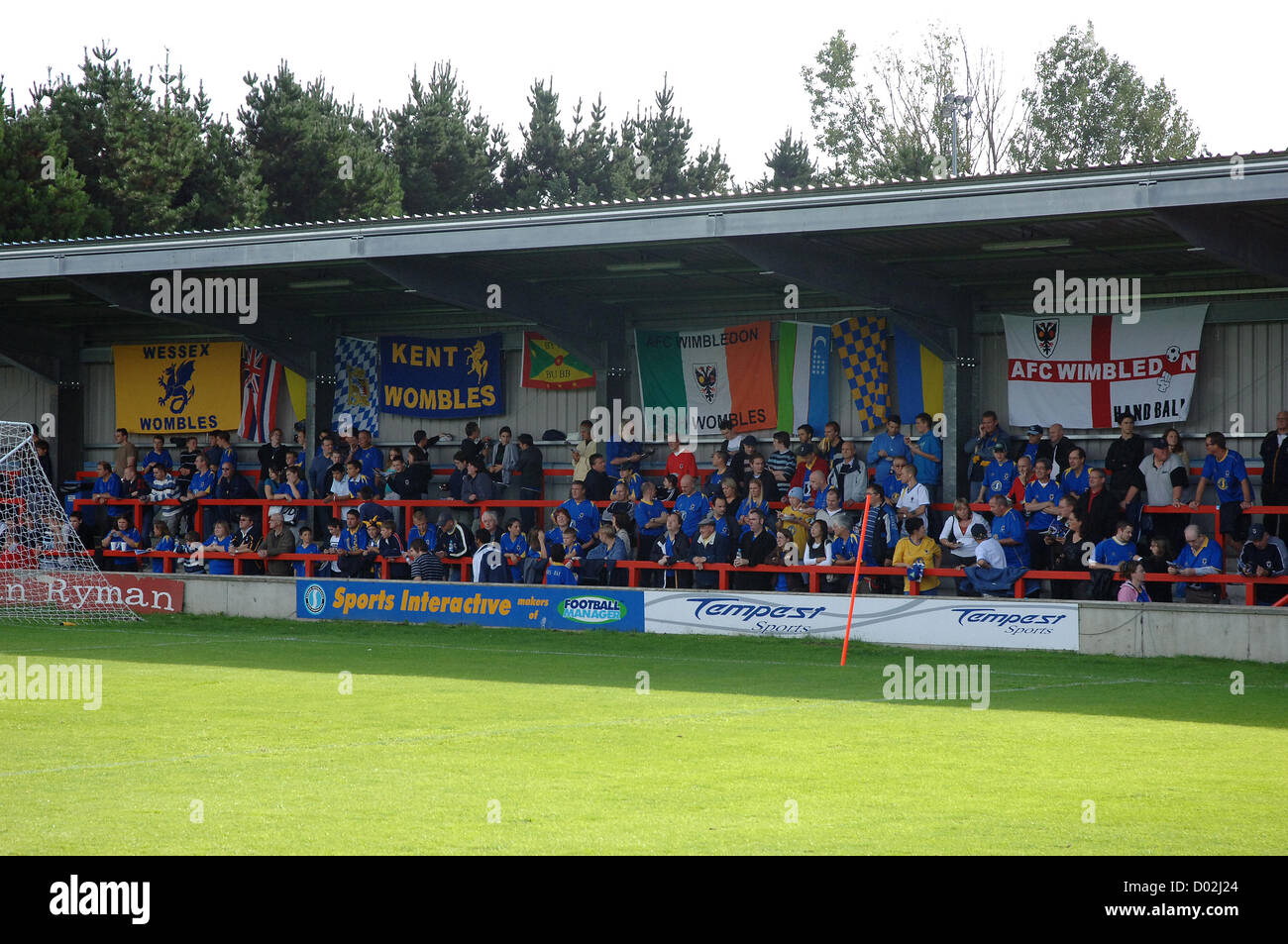 Kingston upon Thames, England. AFC Wimbledon supporters at their current Kingsmeadow stadium. Stock Photo
