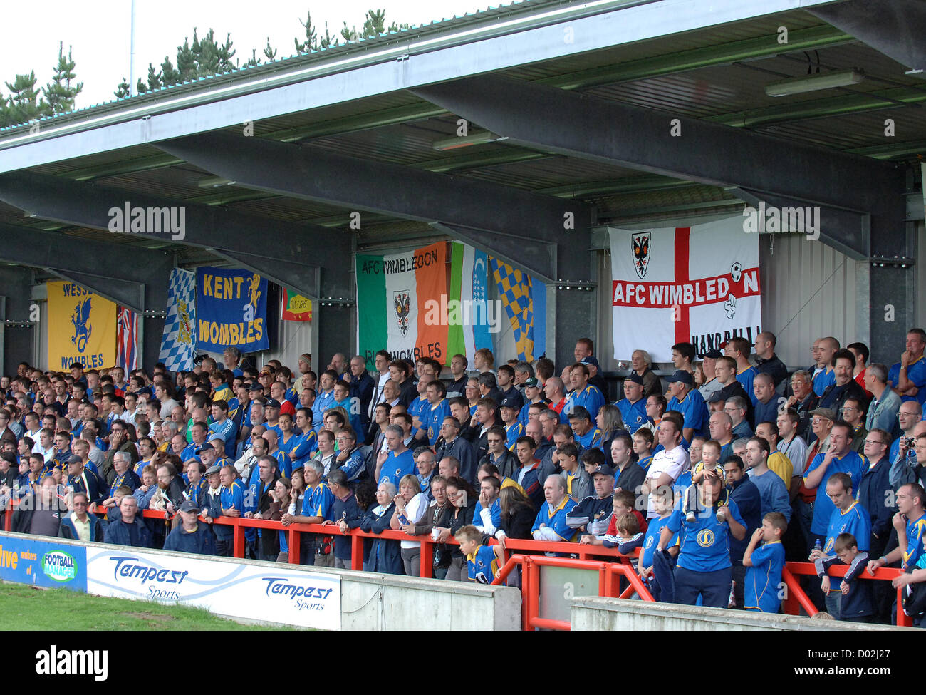 Kingston upon Thames, England. AFC Wimbledon supporters at their current Kingsmeadow stadium. Stock Photo