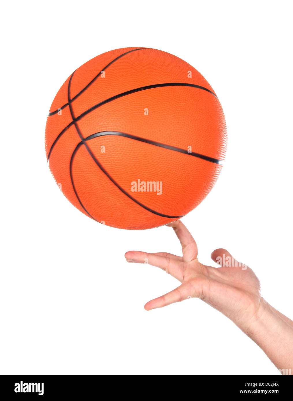 Hands making balancing with a basketball isolated on white background Stock Photo