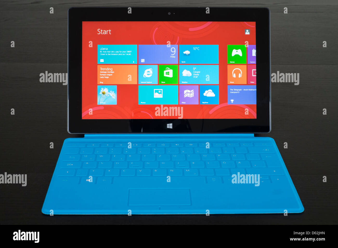 Microsoft Surface rt tablet computer with blue keyboard Stock Photo - Alamy