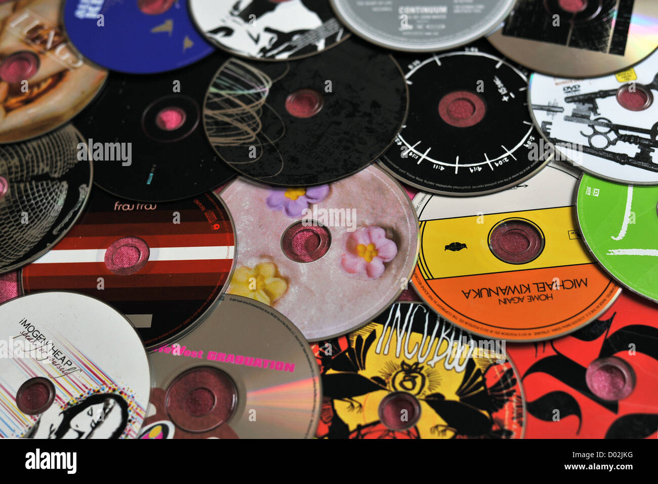 A pile of many different music CDs Stock Photo