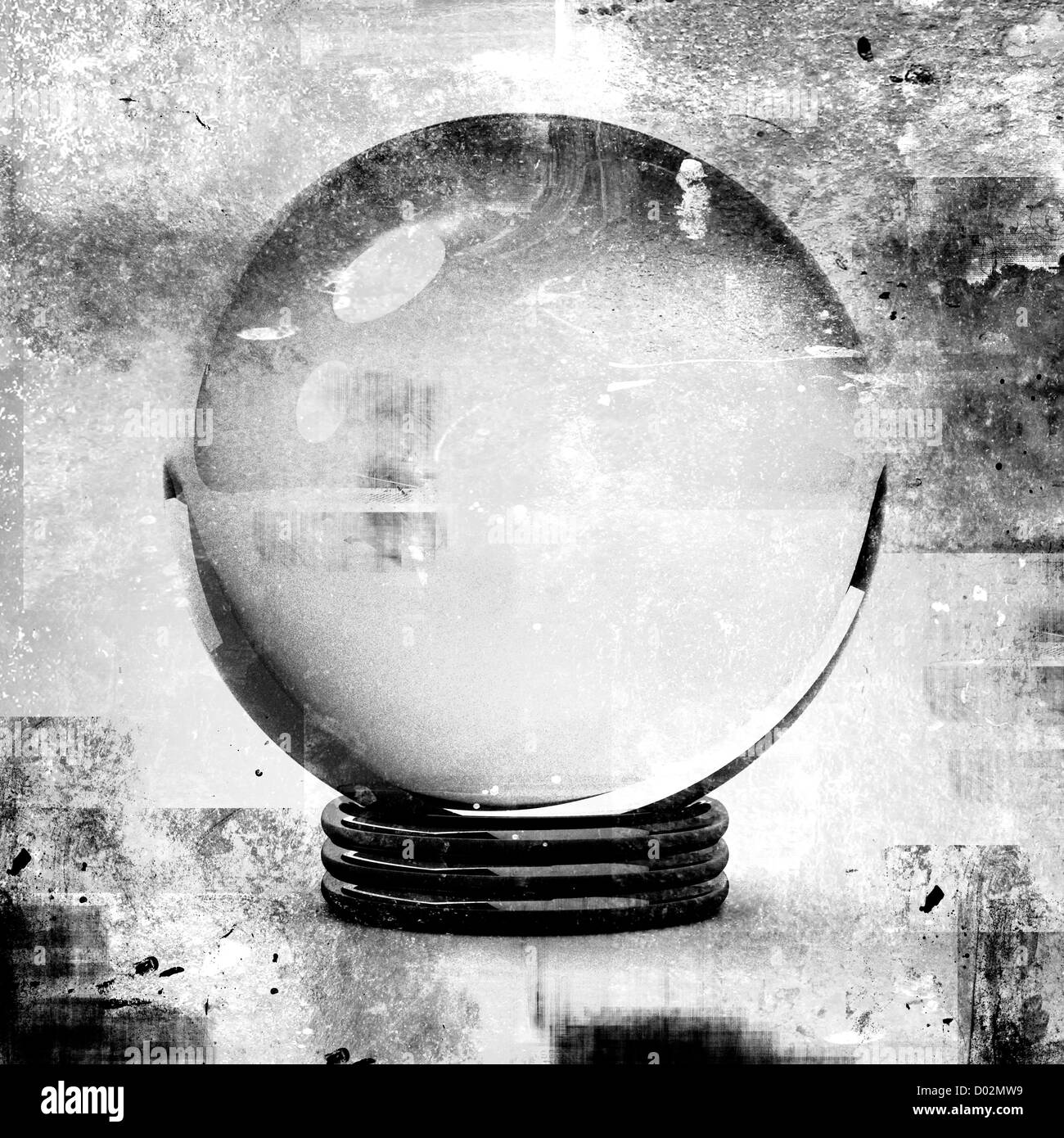 crystall ball in grunge black and white. Stock Photo
