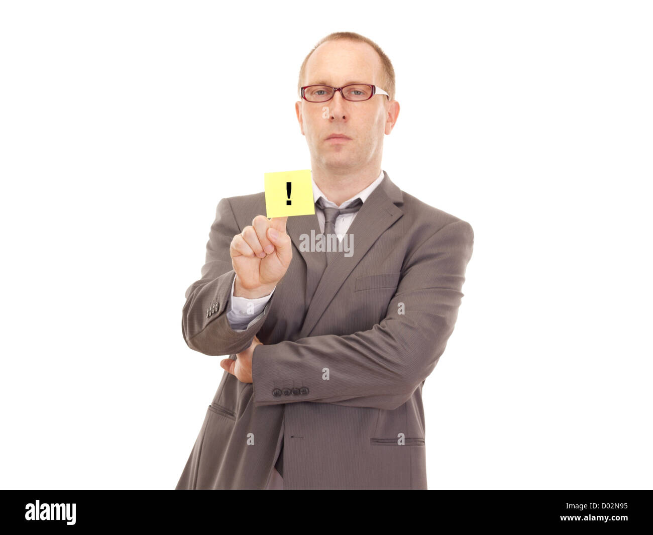 Business person showing removable note Stock Photo