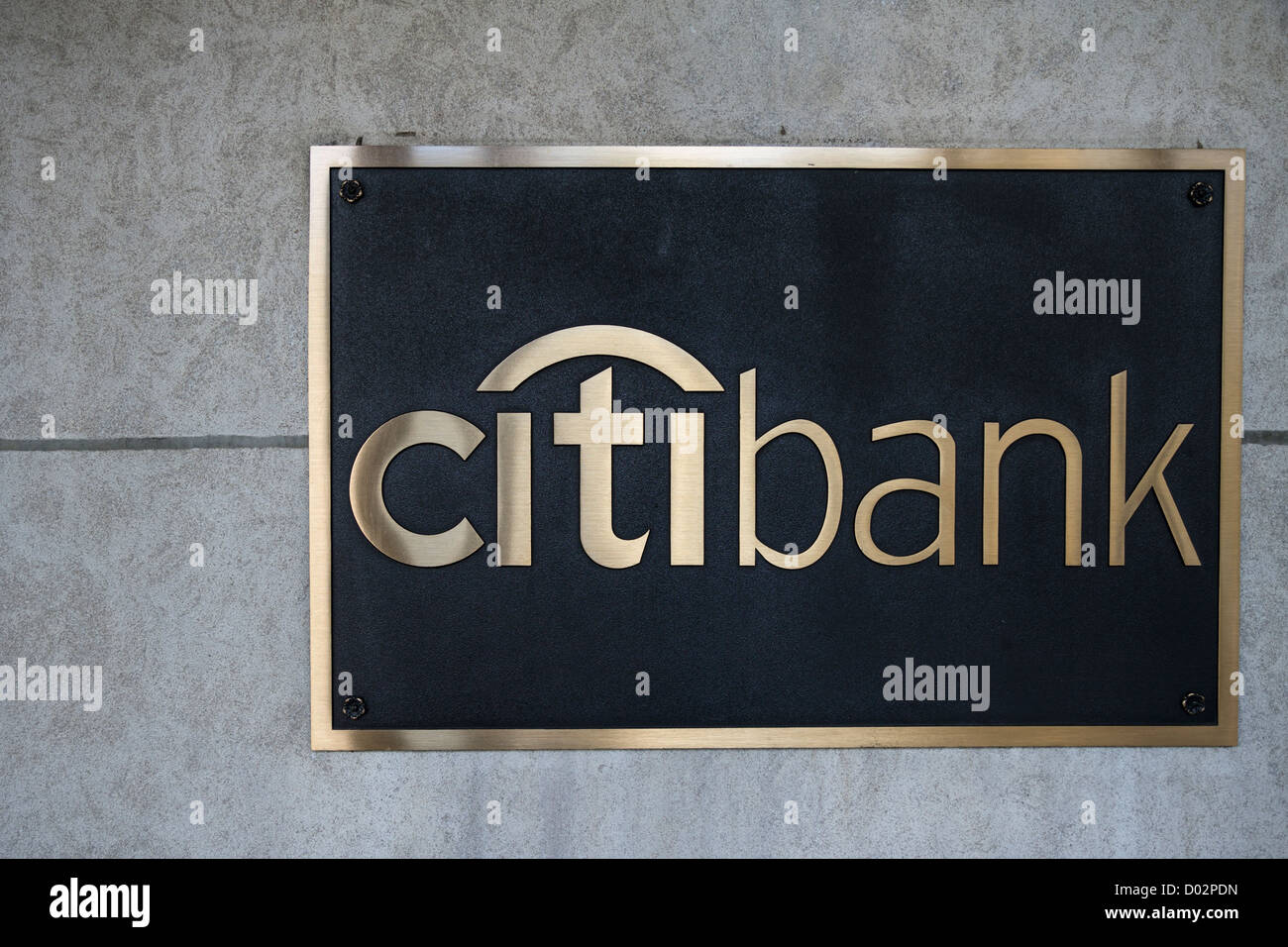 Citibank golden sign in front of a building in New York Stock Photo Alamy