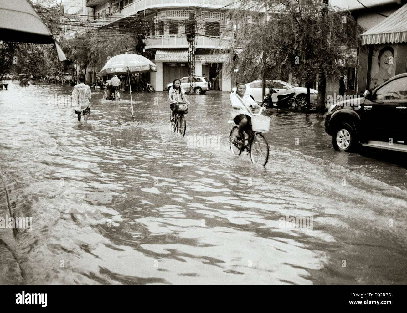 Monsoon rain storm weather climate in Phnom Penh Cambodia in Far East