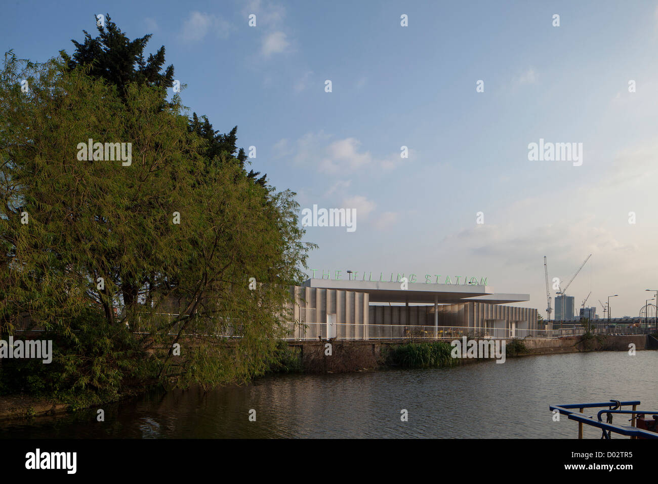 The Filling Station, London, United Kingdom. Architect: Carmody Groarke, 2012. Exterior view across the Regents Canal. Stock Photo