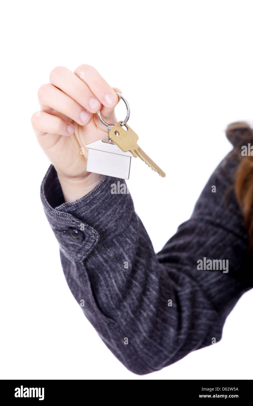 Young businesswoman with house keys in hand Stock Photo - Alamy