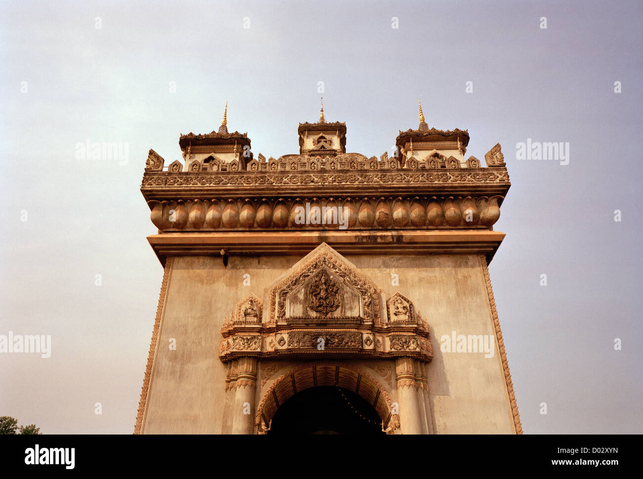 Victory Monument Patuxai Patuxay Monument in Vientiane in Laos in Indochina in Far East Southeast Asia. History Architecture Art Travel Stock Photo