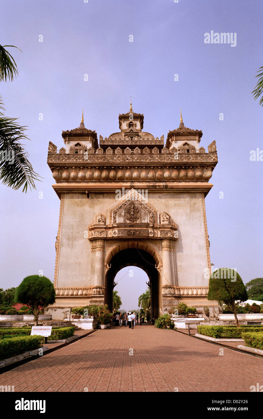 Victory Monument Patuxai Patuxay Monument in Vientiane in Laos in Indochina in Far East Southeast Asia. History Architecture Art Travel Stock Photo