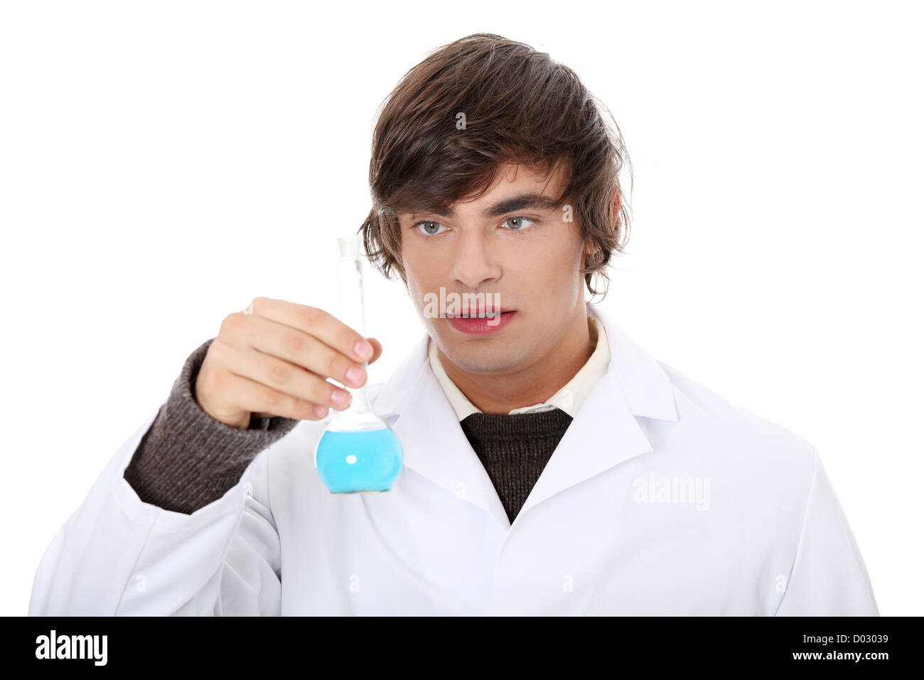Lab worker with white coat , isolated on white Stock Photo Alamy